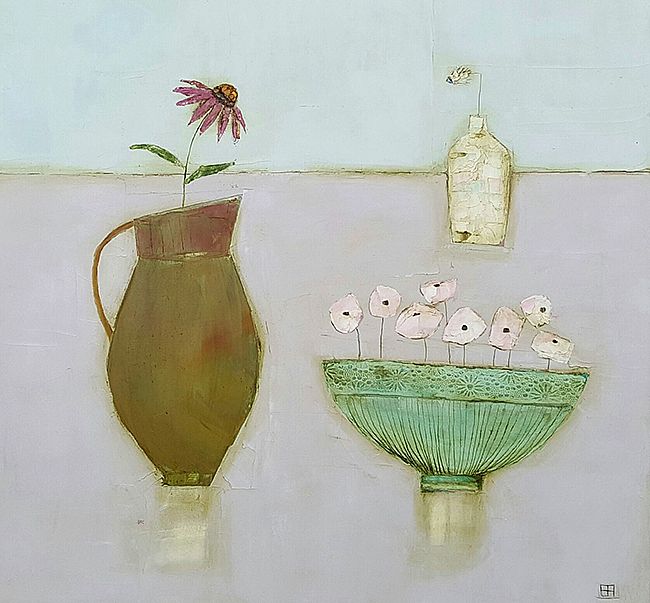 Eithne  Roberts - Green bowl, large flower jug